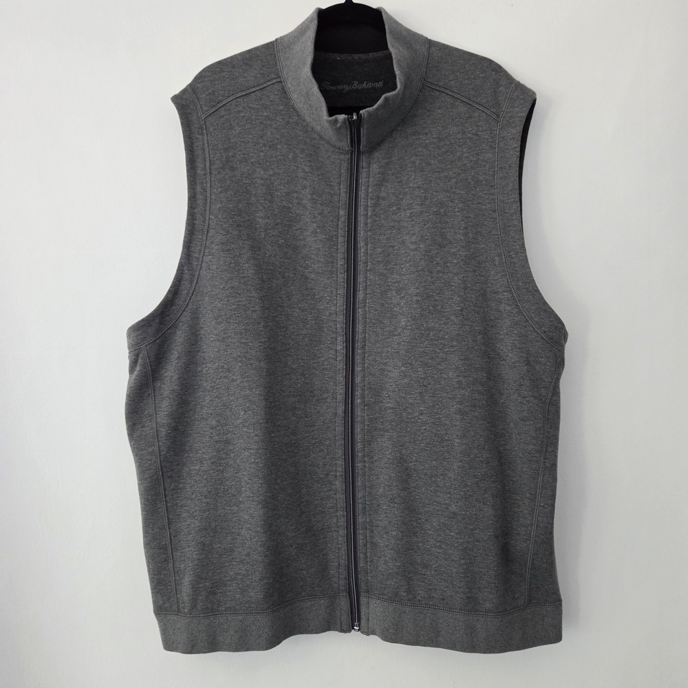 Tommy Bahama Vest Grey Reversible Full Zip Mock‎ Neck Mens XXL